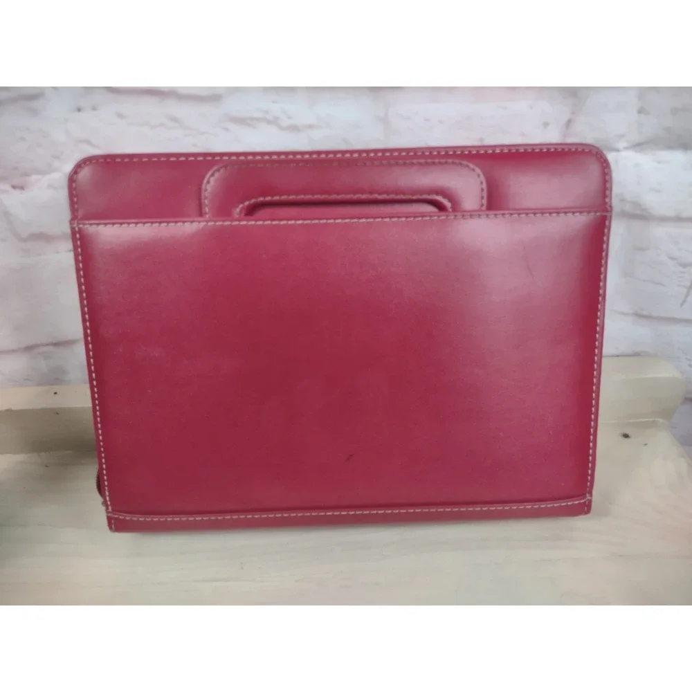 Franklin Covey Day One Planner Binder Red Retractable Handles Faux Leather *SEE